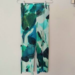 Pleats Please Issey Miyake Abstract Watercolor Cropped Pants Size 3